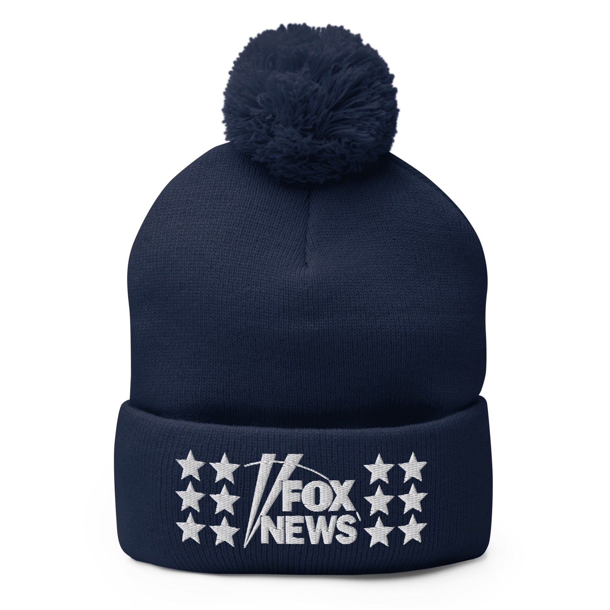 FOX News Embroidered Pom Pom Beanie