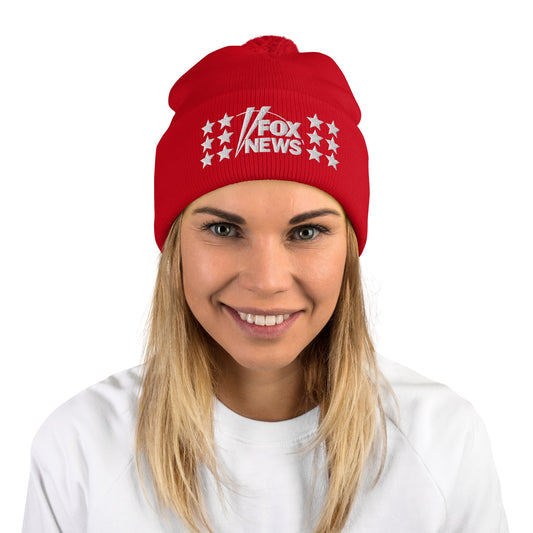 FOX News Embroidered Pom Pom Beanie-4