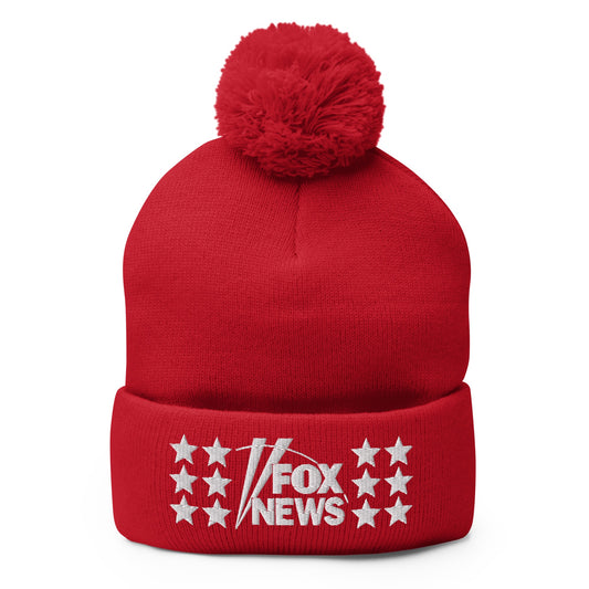 FOX News Embroidered Pom Pom Beanie-3